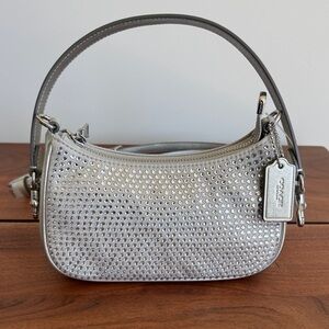 Coach Silver Crystal-Studded Ter Mini Crossbody Bag